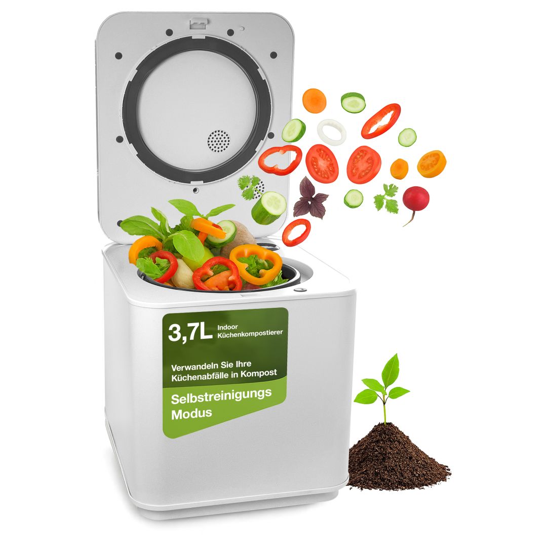 Rosenstein & Söhne Elektrischer Kompostierer K-05, 3,7 l, 550 Watt, Autoclean, Aktivkohlefilter