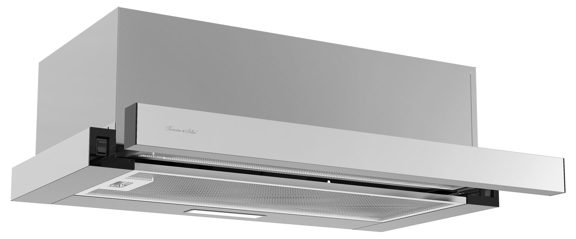 Rosenstein & Söhne Flachschirm-Dunstabzugshaube DAH-110, Umluft, 350m³/Std. Saugleistung, silber/schwarz