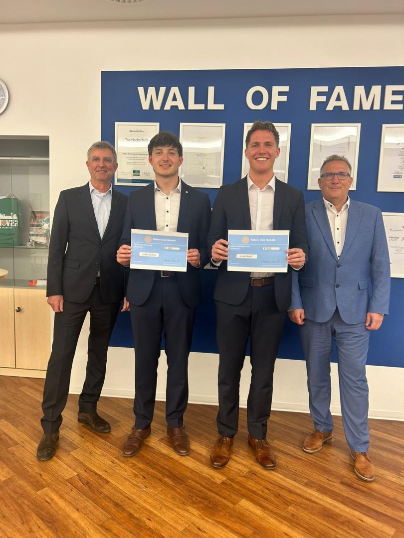 Rotary Club Hameln zeichnet zwei HSW Studierende aus