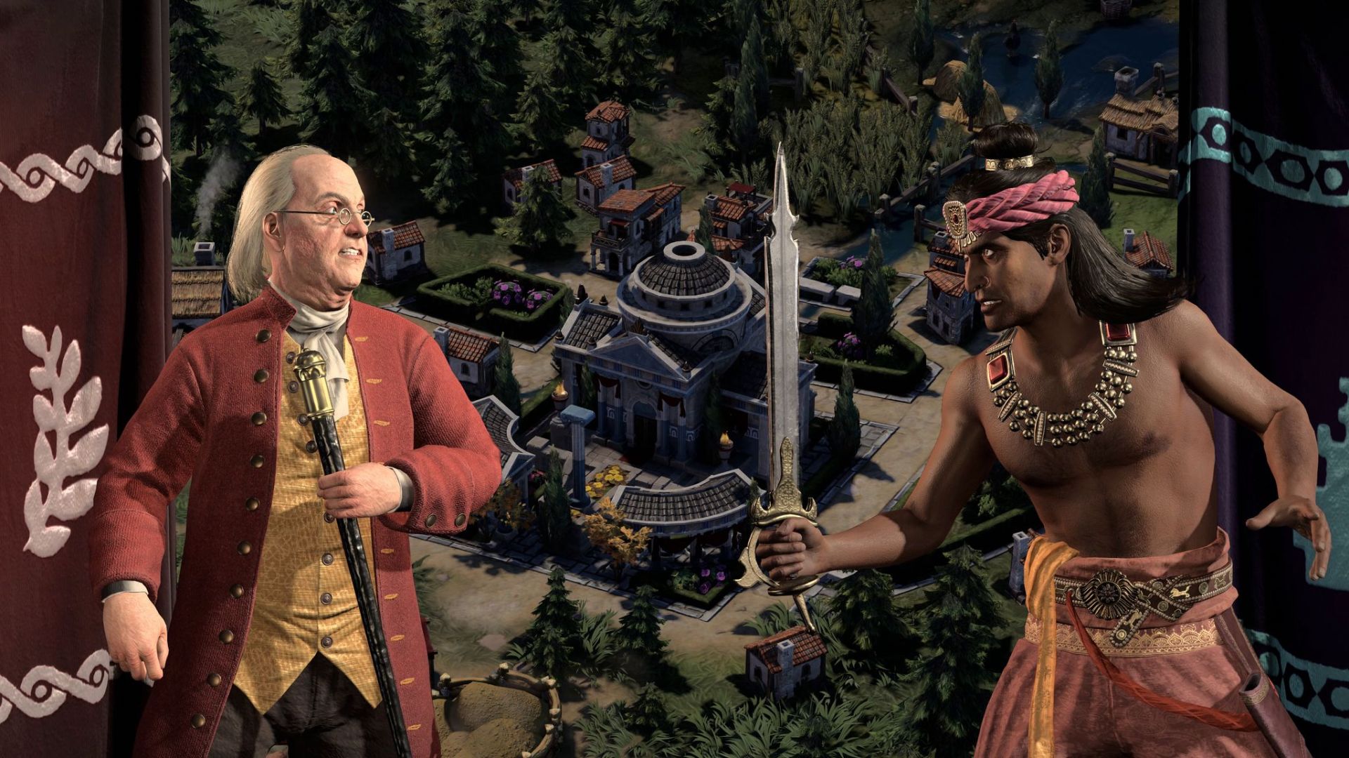 Screenshot «Civilization VII» - Benjamin Franklin und Ashoka