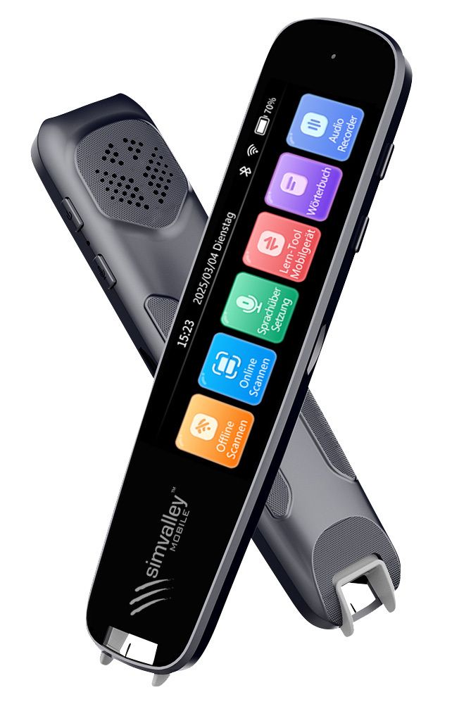 simvalley MOBILE Übersetzer-Stift, 142 Online-Sprachen, Scan-Funktion, Touch-Display