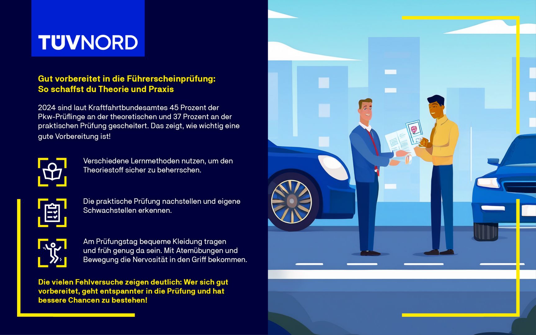 So geht man gut vorbereitet in die Führerscheinprüfung