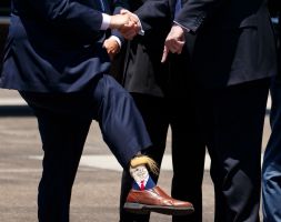Socken mit dem Bildnis von US-Präsident Donald Trump