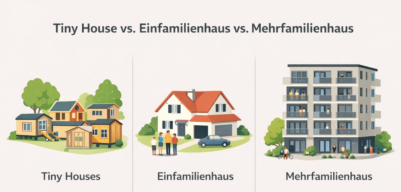 Tiny Houses mit Vorteilen gegenüber Einfamilien- und Mehrfamilienhäusern