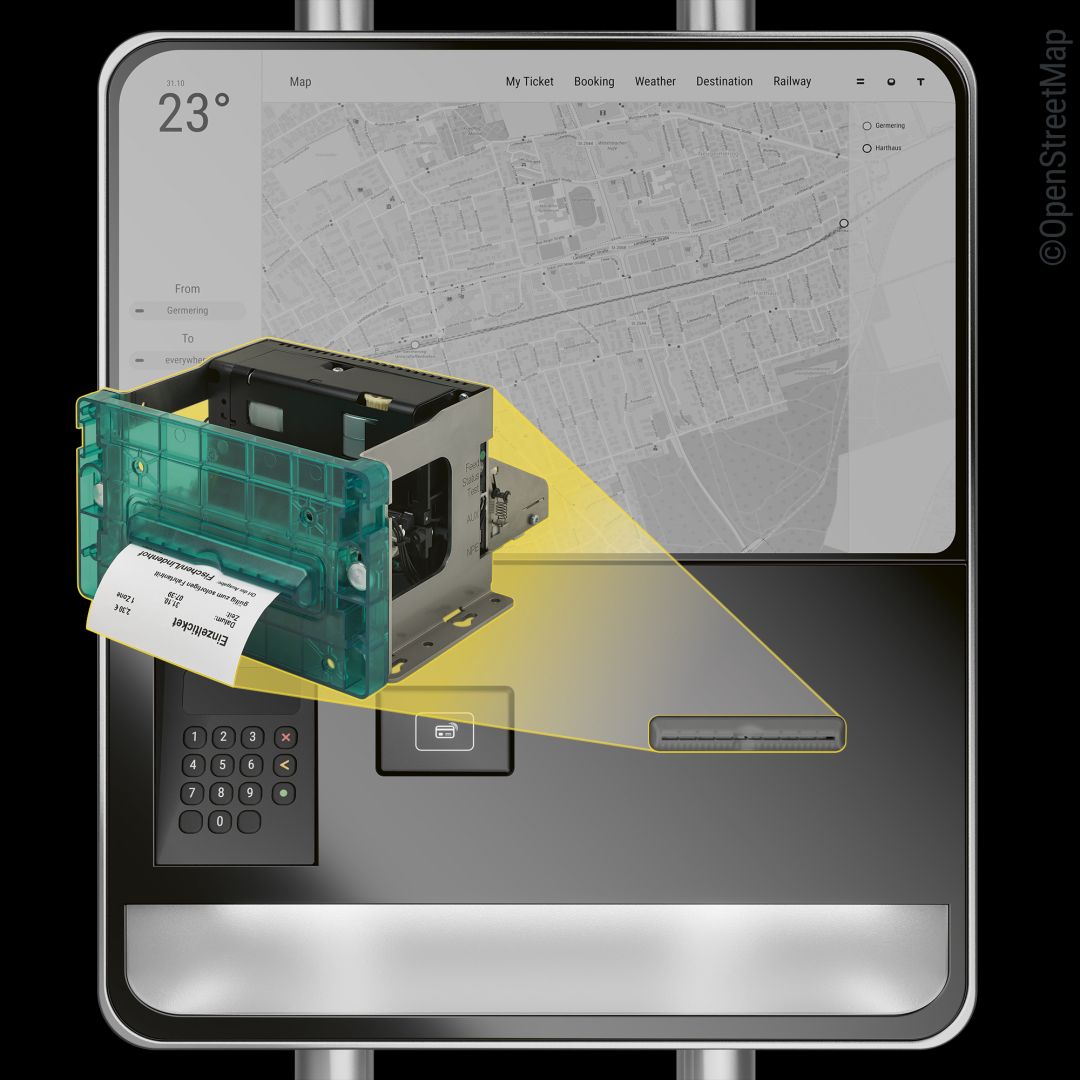 Vermeidet Staus und spart Platz: Der ÖPNV Ticketdrucker GeBE-COMPACT Plus mit integriertem Barcode-Scanner