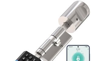 VisorTech Elektronischer Tür-Schließzylinder TSZ-590, App, BT, RFID, Fingerscan, PIN, IP55