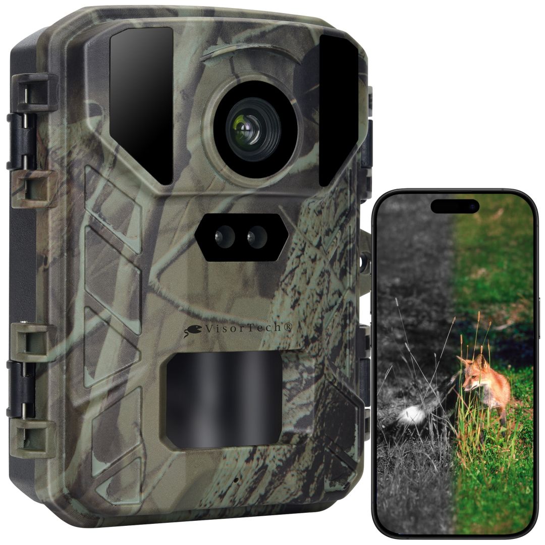 VisorTech WLAN-Wildkamera WK-665.app mit 50 MP, interpolierter 4K-Auflösung & No-Glow-IRs