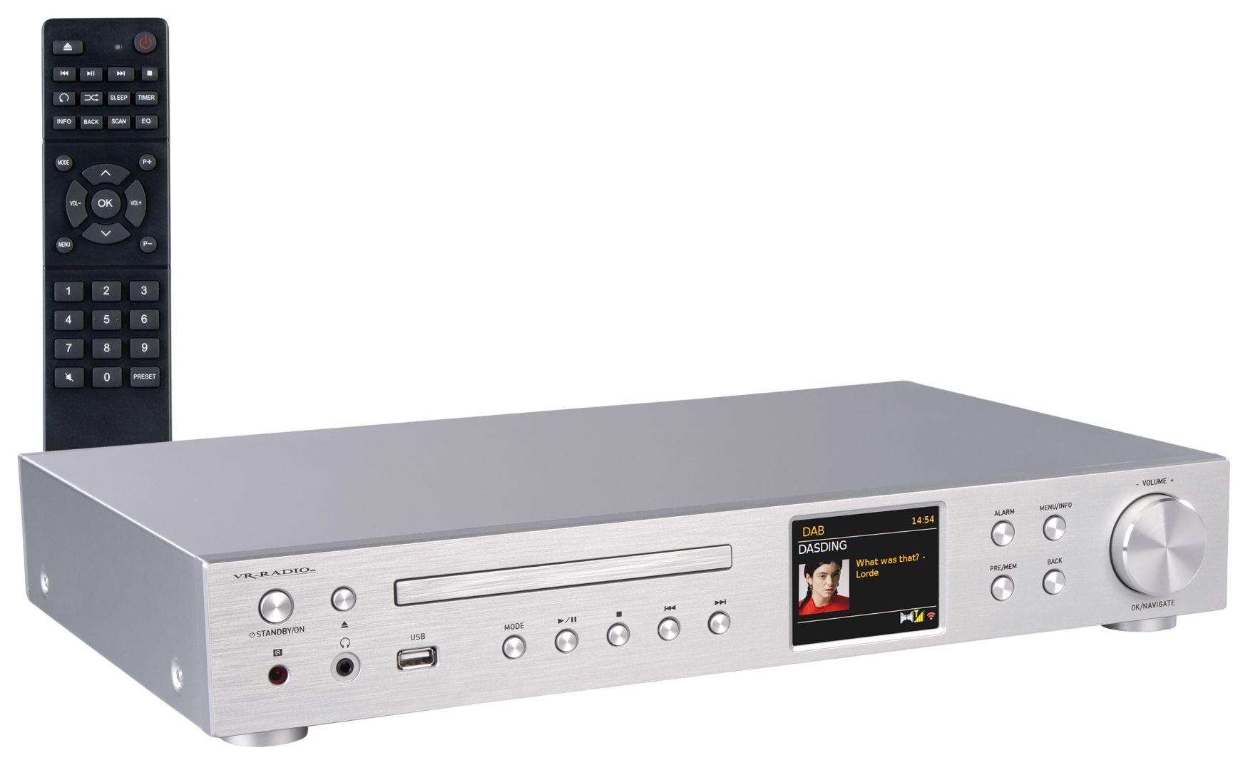 VR-Radio WLAN-Internetradio-Receiver IRS-825, DAB+/UKW, CD, Bluetooth, 200 Watt, silber