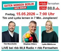 Weltrekordversuch am 16.05. in Berlin: 58 Anfänger sollen in 7 Minuten das Jonglieren mit 3 Bällen lernen