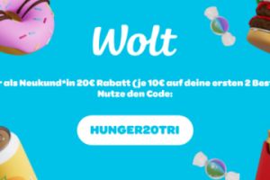 🍔  Wolt: 20€ Rabatt auf die ersten zwei Bestellungen – für Neukunden 😍