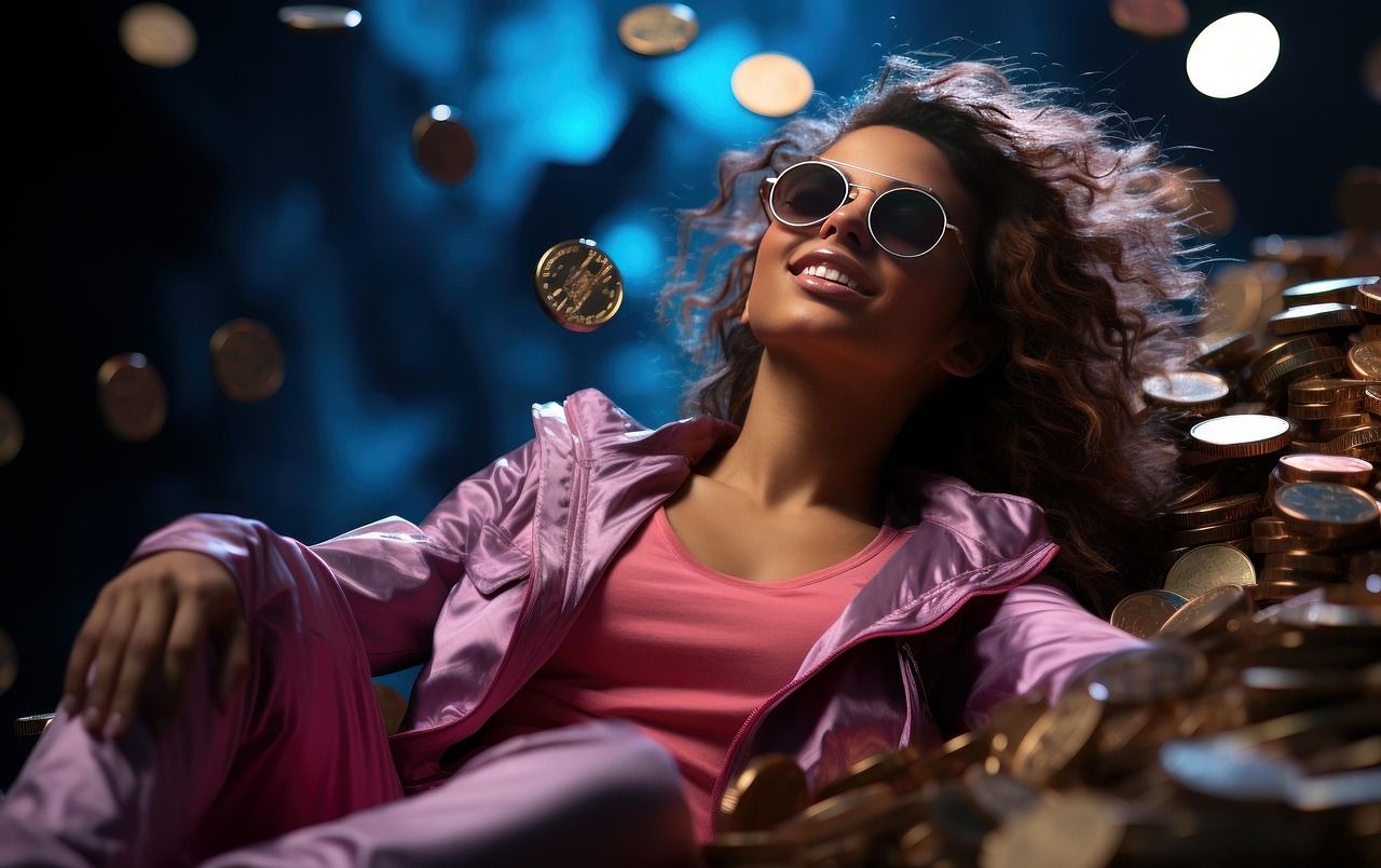 woman, crypto, bitcoin, digital, currency, coin, blockchain, happy, success, business, income, finance, gold