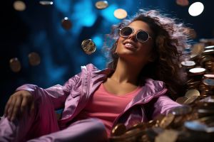 woman, crypto, bitcoin, digital, currency, coin, blockchain, happy, success, business, income, finance, gold