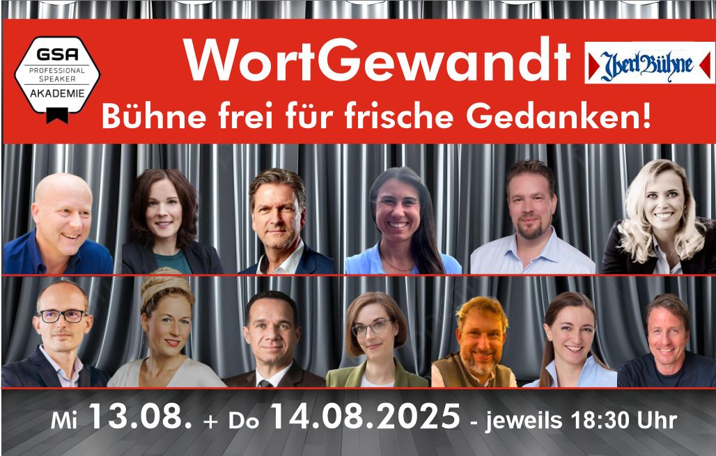 WortGewandt - Bühne frei für frische Gedanken! am 13. und 14. August auf der Iberl Bühne in München
