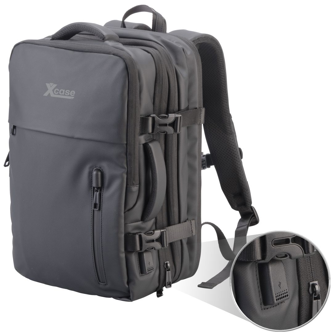 Xcase Handgepäck-Reiserucksack mit Laptopfach und USB-Anschluss