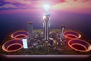 Zum Entdecken: das PEUGEOT POLYGON CONCEPT in POLYGON CITY, einer Insel im Fortnite-Universum